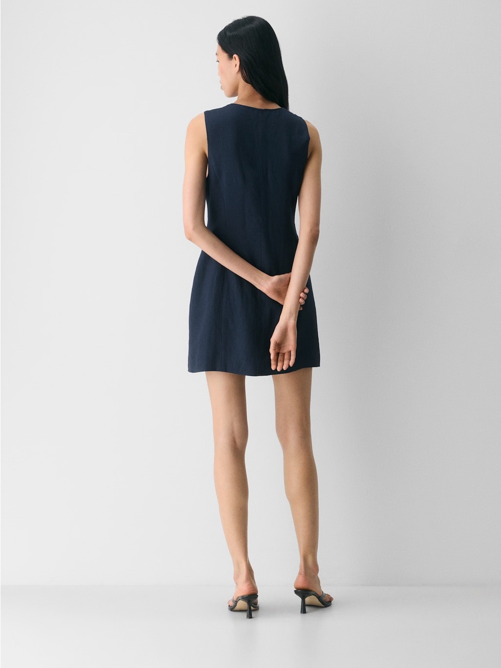 Aritzia Wilfred Aria button up linen mini Dress - PowerLinen - Admiral Navy Blue - Picture 5 of 11